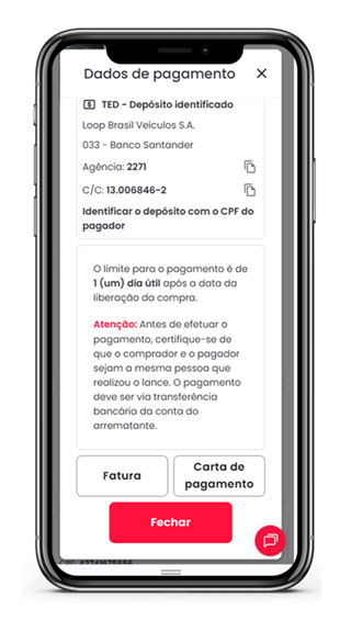 Dados para pagamento