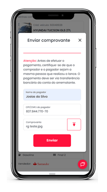 Envio de comprovante