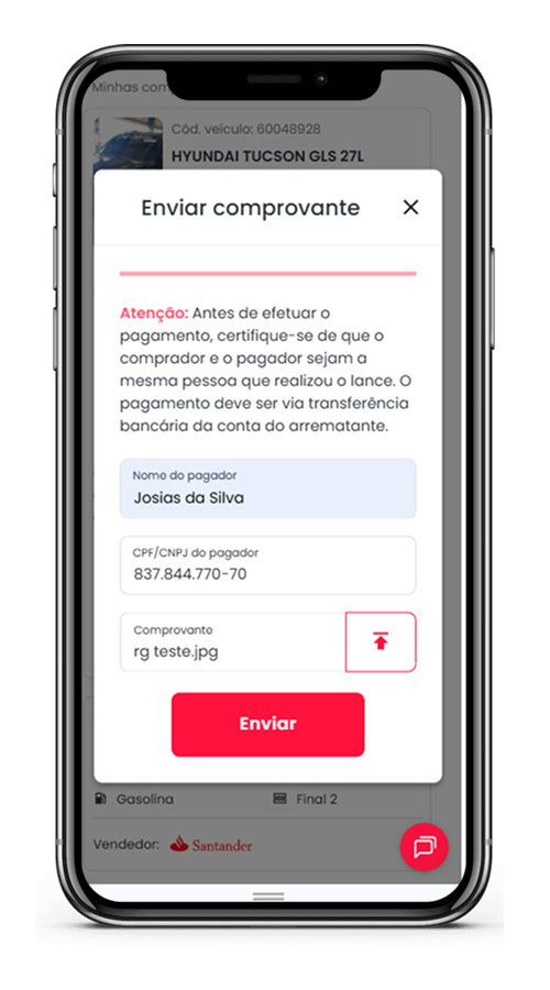 Envio de comprovante