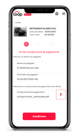 Envio do comprovante
